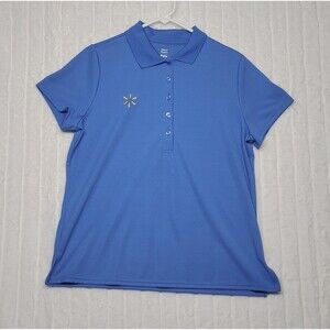 Walmart Women's Blue Polo Shirt Size L Large Short Sleeve Performance Stretch